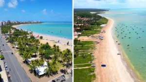 Vista paradisíaca de praia em Maceió ou São Miguel dos Milagres